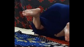 Hot girl priyanshi sharma in blue saree and red panty loud moaning