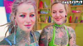 Extreme ALT Latex Strap-On Lesbian Sex - Tattooed Babe, German Dirty Talk