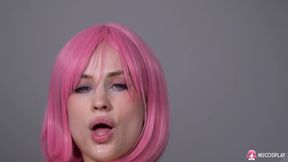 Hot pink haired,naughty teen Nikki Hill fucks with a rubber cock.