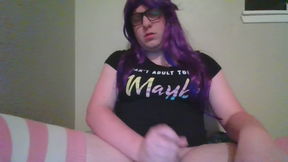 Cute Transgirl With Big Dick Masturbates + Huge Cumshot