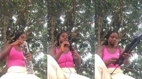 crazybitch loves to unbox packaged infront of strangers