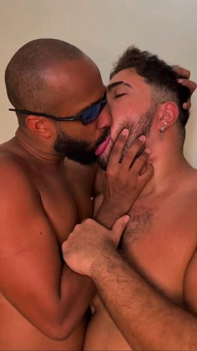 Large, Sensitive Nipples Squeezed and Sucked by Her Black Partner; Intense, Wet Kisses