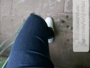 Amputee guy climbing stairs