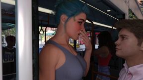 Kissed My Gorgeous Futa Girlfriend Juliette Before Boarding on Bus in Public