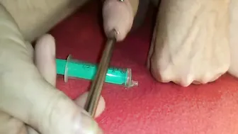 German amateur twink solo sounding with big cock close up