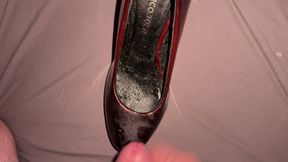 Cumming on red and black patents