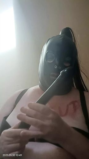 BBW TV face fucking herself with a dildo