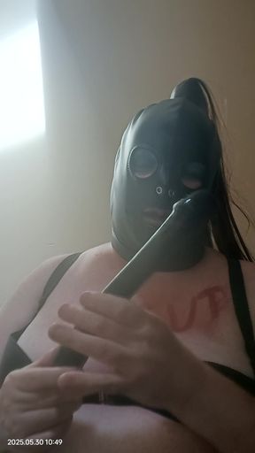 BBW TV face fucking herself with a dildo