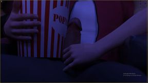 Two Horny 18 Plus Stepsisters Playing with My Cock in Theatre