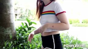 Barely Legal Amber Sucking Older Cock with Deep Throat Skills!