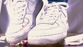 A Crushing Dream in Nike Air sneakers - egg and food crush, POV and underglass views - 4k