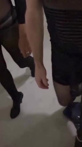 Amateur Sissy Crossdress  and slutty stepmom Sarah in lingerie and stockings masturbating and giving blowjobs while&hellip;   Clip 1