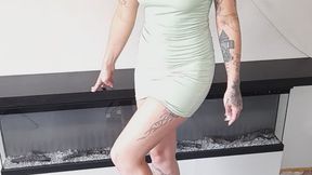 Giantess goddess Charlie Caroline Crushes a 1983 Oldsmobile Hurst in mega black heels with painted toenails full body view