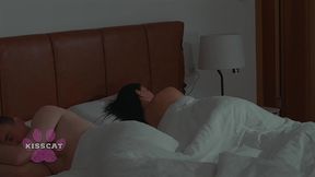 siblings watch porn in shared bed! step sis wrong room after club - kisscat & mrcat