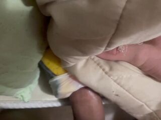 Banging a homemade toy instead of a cutie. Cum in her twat.