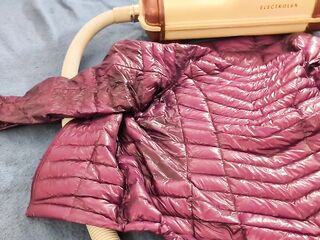 Vacuuming Girlfriend&#039;s Pink Ghost Whisperer Down Jacket with vintage Electrolux