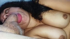 Queen of Blowjobs gives deepthroat suck and gets creampied