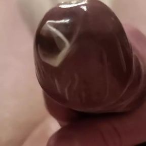 Condom Handjob Rubbing Cum On Cock