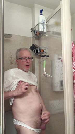 Wet T-shirt and Wet Underpants While Showering