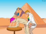 Twinks threesome outside gay cartoon