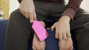 Foot Tickling on “No Ticklish” Argentine Girl - Fingers, Oil & Brush Challenge - Part 1 - HDR