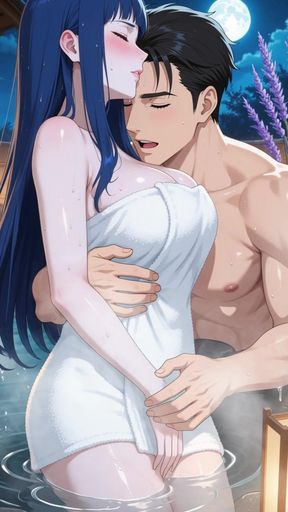 The ex enters the jacuzzi, seduces her and Hinata ends up reconciling with an intense fuck - AI-generated content