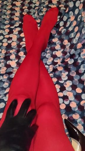 Teasing in My Red Pantyhose