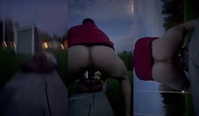 Risky dildo ride at public football field pt2 huge toy bouncing