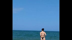 Fucking my Asian girlfriend in a tent on a public beach. I cum inside!