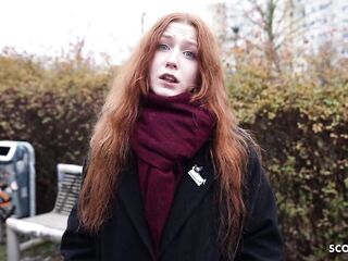 GERMAN SCOUT - Real Redhead Ginger Teen Alice Tempt with petite Melons first Porn Casting