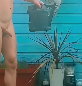 Naked Gardening & Huge Buttplug