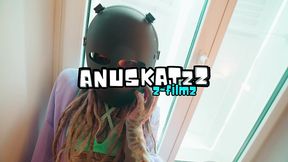 tattooed masked girl anal fuck and pussy covered in cum