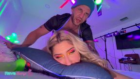 Dahlia Noire Glowing Plug Pink Fishnets and Brian Stretching Her Holes