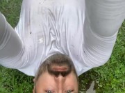 White Spandex Mud Masturbation
