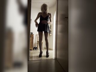 Crossdresser showing hawt costume with nylons