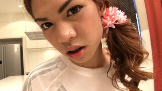 Asian ladyboy teen football uniform anal