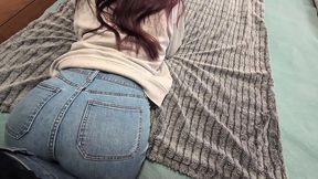 cumshot on jeans after ass grinding pov