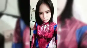 Spidergirl plays with herself and gets a viral solo squirt