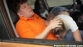 Driving amateur Darling fucked by instructor outdoor in car