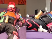 Moto biker milked while watching VR porn