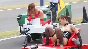 Hot F1 Fan Shows Ass While Watching Sexy Racing Clips