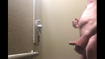 Jerking off in the public shower