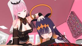 Mori Pushes Ina's Head for a Full Deepthroat