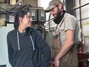 Petite MILF MANIA! Sex at work, too busy to fuck at home? Real amateur couple has quickie creampie