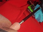 8 inch dildo with good girth on sex machine fucking tight solo male ass