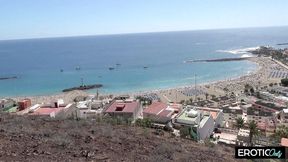 German Blonde Horny MILF Outdoor Threesome Fuck with Two Hard Cocks