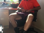 Tradie wanks in the site office