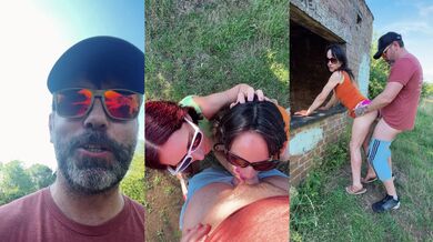 UK Dogging sluts nearly get caught fucking out in PUBLIC