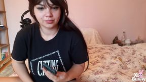 Pussy play and watching porn on my phone