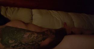 Stroking my hard cock while chillin
